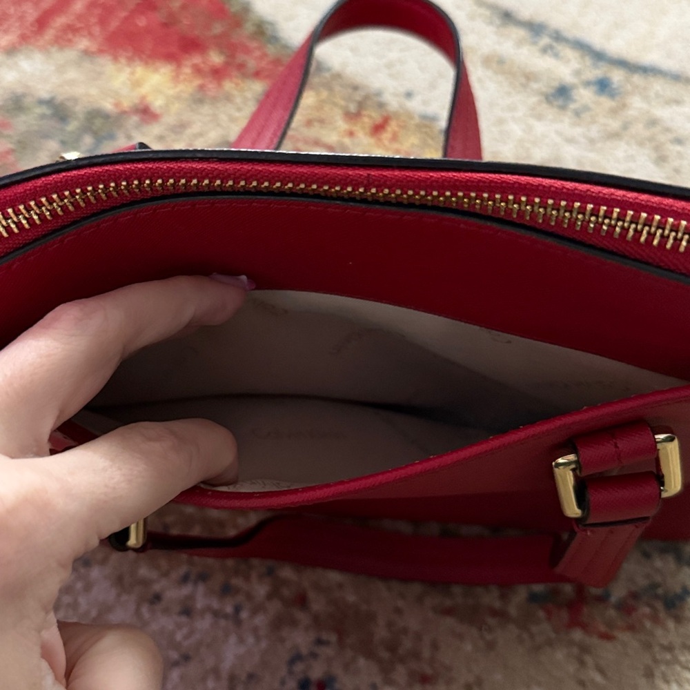 Calvin Klein Saffiano Leather Satchel - Picture 5 of 13